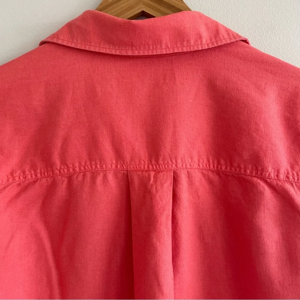 Banana Republic Women's Linen Blend Shirt Deep Coral Size Medium - Picture 6 of 11